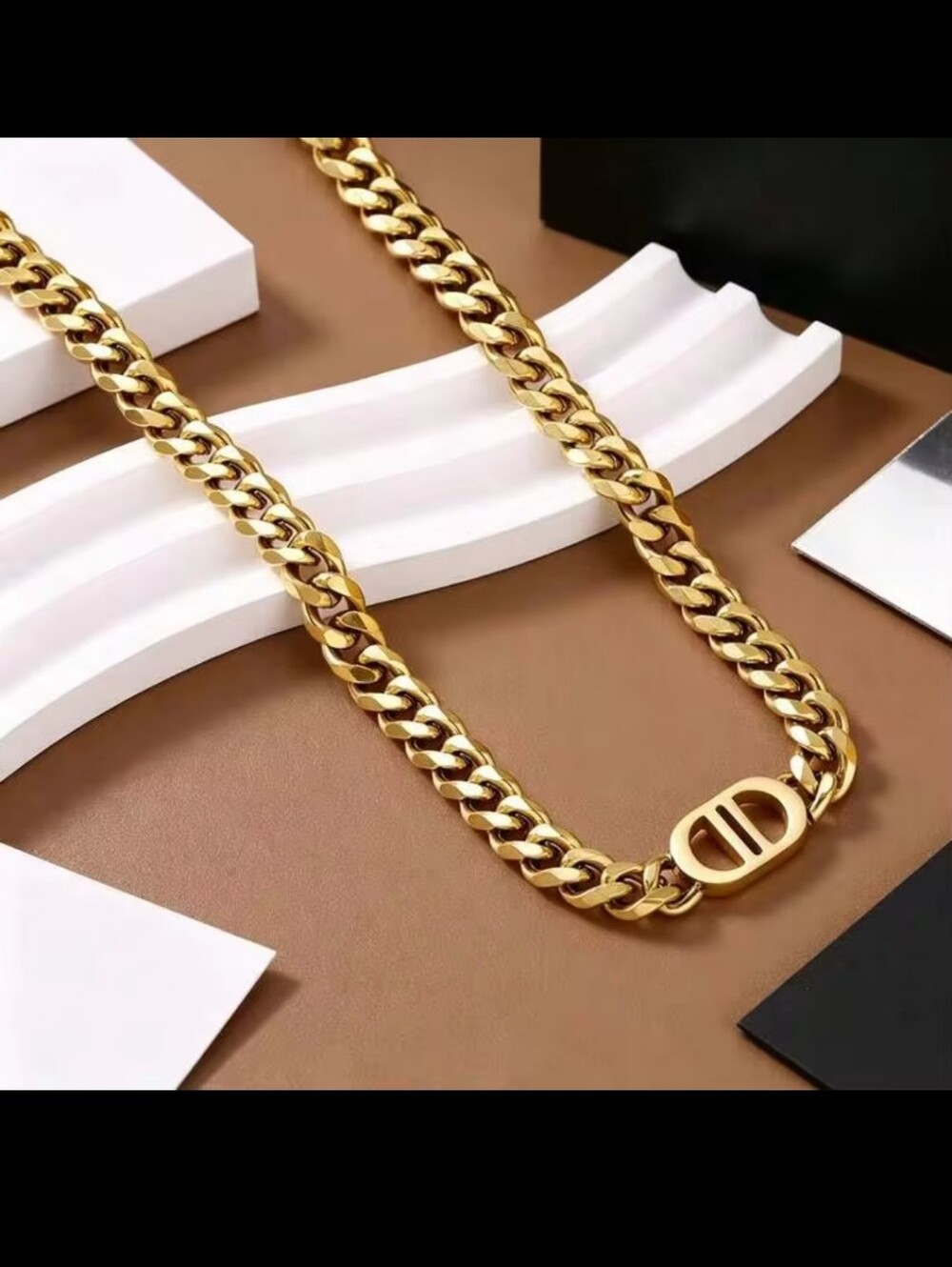 Gold Plated Link Chain Necklace, Bracelet & Earring Set - Picture 3 of 6